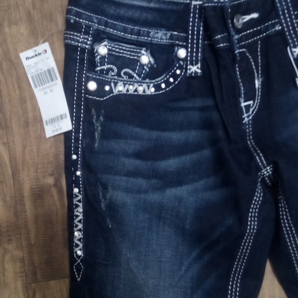 Rock Revival Women's 26 Erin Easy Skinny Embellished Shimmer NWT Inseam 32 - Picture 4 of 10